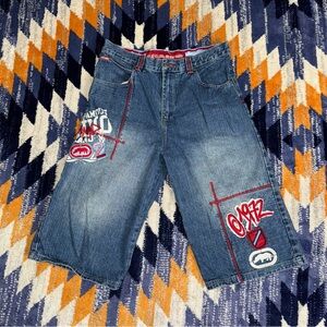 Vintage ecko unltd Shorts Boys 20 Blue Embroidered Loose Fit Baggy Y2K Jeans